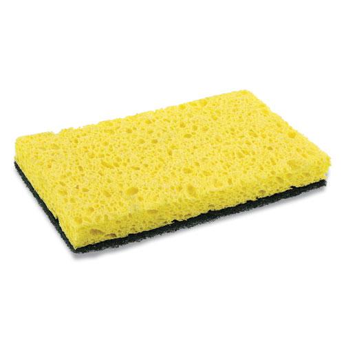 Heavy-Duty Scrubbing Sponge, 3.5 x 6, 0.85" Thick, Yellow/Green, 20/Carton. Picture 1