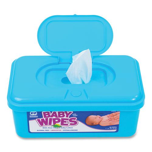 Baby Wipes Tub, Unscented, White, 80/Tub, 12 Tubs/Carton. Picture 6