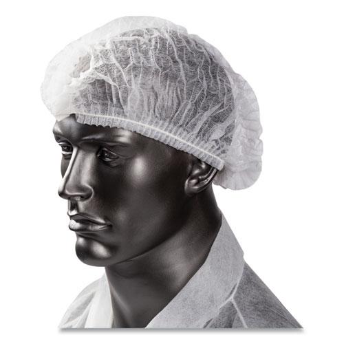 Latex-Free Operating Room Cap, Pleated, Polypropylene, 21", White, 100 Caps/Pack, 10 Packs/Carton. Picture 3