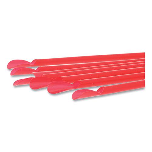 Jumbo Spoon Straw, 10.25", Plastic, Red, 300/Pack, 18 Packs/Carton. Picture 4