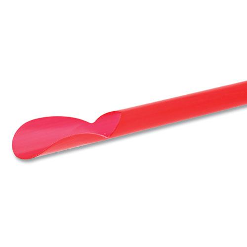 Jumbo Spoon Straw, 10.25", Plastic, Red, 300/Pack, 18 Packs/Carton. Picture 3