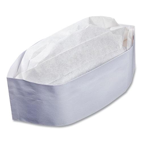 Classy Cap, Crepe Paper, Adjustable, One Size Fits All, White, 100 Caps/Pack, 10 Packs/Carton. Picture 3
