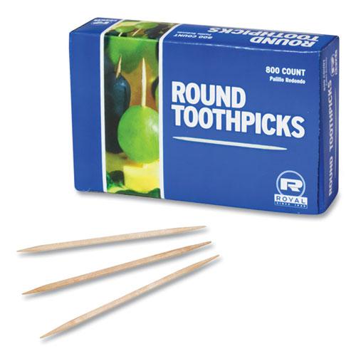 Round Wood Toothpicks, 2.5", Natural, 800/Box, 24 Boxes/Carton. Picture 3