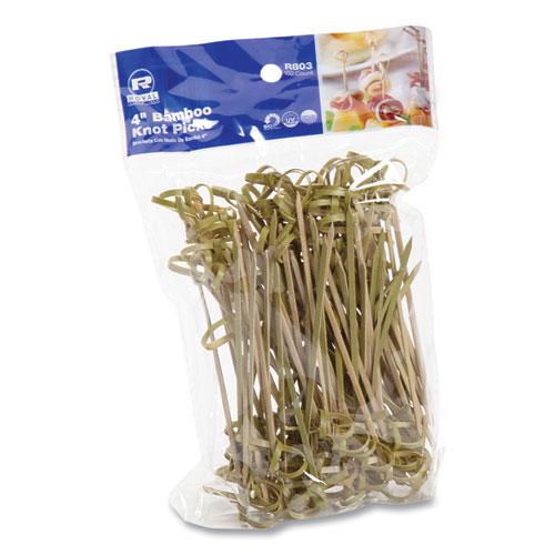 Knotted Bamboo Pick, Olive Green, 4", 1000/Carton. Picture 2