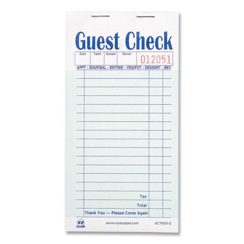 Guest Check Pad, 17 Lines, Two-Part Carbonless, 3.6 x 6.7, 50 Forms/Pad, 50 Pads/Carton. Picture 2