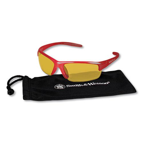 Equalizer Safety Glasses, Red Frames, Amber/Yellow Lens, 12/Box. Picture 3