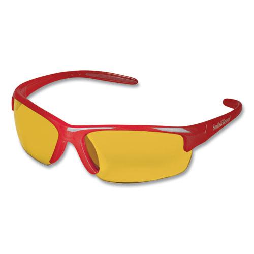 Equalizer Safety Glasses, Red Frames, Amber/Yellow Lens, 12/Box. Picture 5