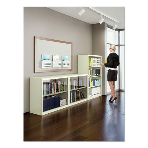 Metal Bookcase, Three-Shelf, 34.5w x 13.5d x 40h, Putty. Picture 2