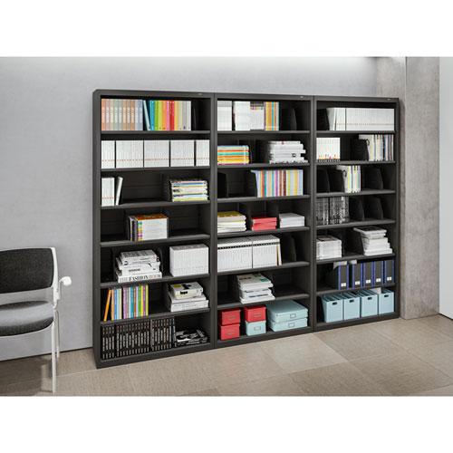 Fixed Shelf Open-Format Lateral File for End-Tab Folders, 6 Legal/Letter File Shelves, Light Gray, 36" x 16.5" x 75.25". Picture 2