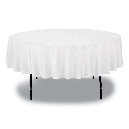 Table Set Round Table Cover, Plastic, 84" Diameter, White, 6/Pack. Picture 6