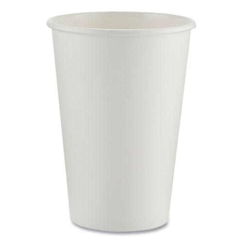 Paper Hot Cups, 16 oz, White, 50/Sleeve, 20 Sleeves/Carton. Picture 2