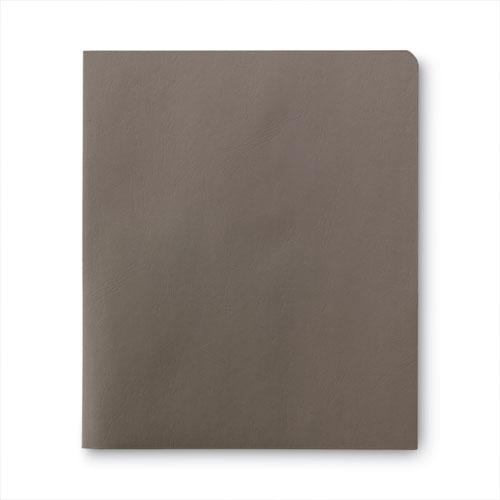 Two-Pocket Folder, Embossed Leather Grain Paper, Gray, 25/Box. Picture 2