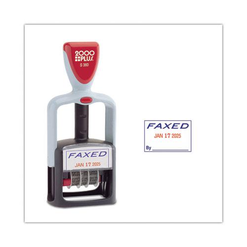 Model S 360 Two-Color Message Dater, 1.75 x 1, "Faxed," Self-Inking, Blue/Red. Picture 2