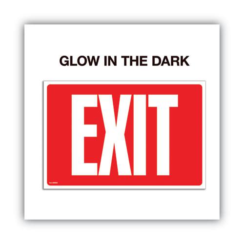 Glow-in-the-Dark Safety Sign, Exit, 12 x 8, Red. Picture 3