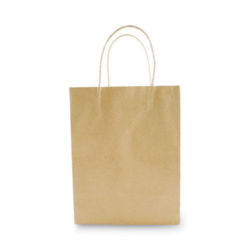 Premium Shopping Bag, 8" x 4" x 10.25", Brown Kraft, 50/Box. Picture 4