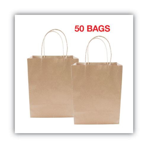 Premium Shopping Bag, 8" x 4" x 10.25", Brown Kraft, 50/Box. Picture 3