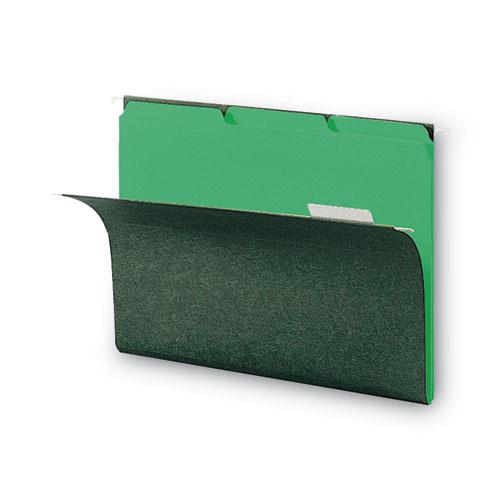 Interior File Folders, 1/3-Cut Tabs: Assorted, Letter Size, 0.75" Expansion, Green, 100/Box. Picture 3