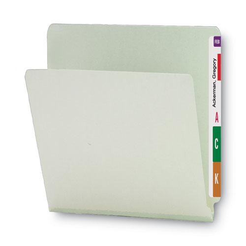 Extra-Heavy Recycled Pressboard End Tab Folders, Straight Tabs, Letter Size, 1" Expansion, Gray-Green, 25/Box. Picture 4