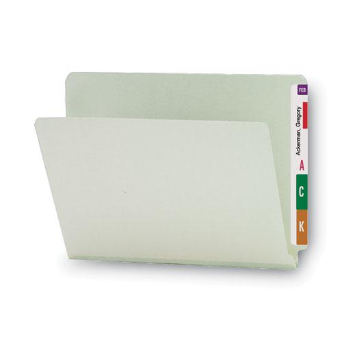 Extra-Heavy Recycled Pressboard End Tab Folders, Straight Tabs, Letter Size, 1" Expansion, Gray-Green, 25/Box. Picture 3
