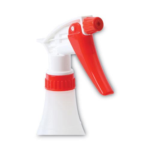 Trigger Spray Bottle, 32 oz, Clear/Red, HDPE, 3/Pack. Picture 6