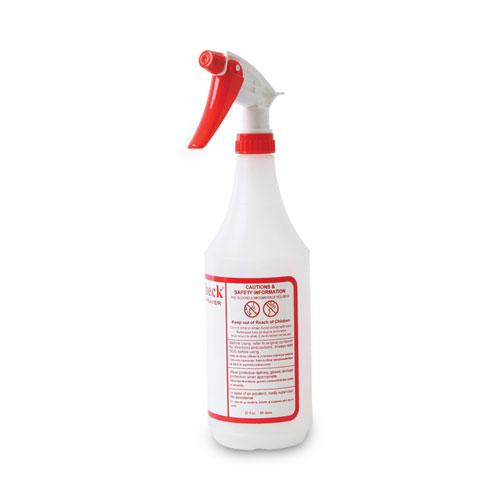 Trigger Spray Bottle, 32 oz, Clear/Red, HDPE, 3/Pack. Picture 3