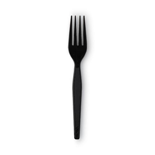 Individually Wrapped Heavyweight Forks, Polystyrene, Black, 1,000/Carton. Picture 2