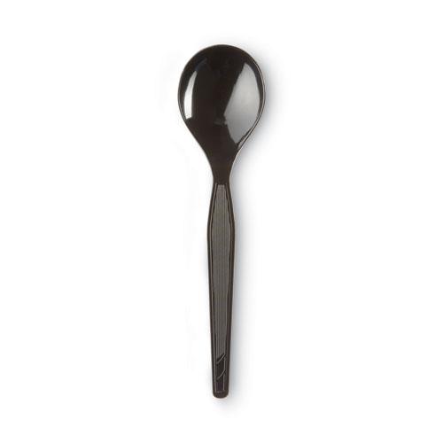 Plastic Cutlery, Heavyweight Soup Spoons, 5 3/4", Black, 1,000/Carton. Picture 2