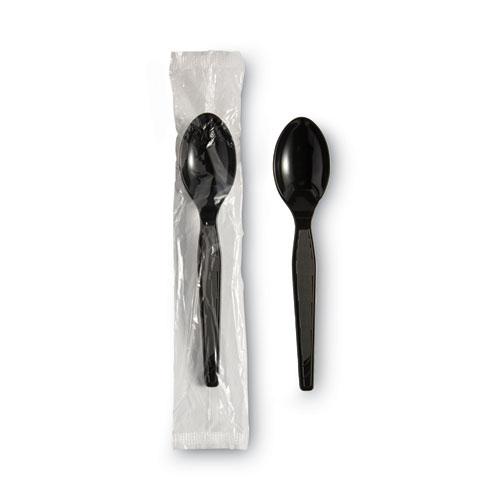 Individually Wrapped Heavyweight Teaspoons, Polystyrene, Black 1,000/Carton. Picture 2