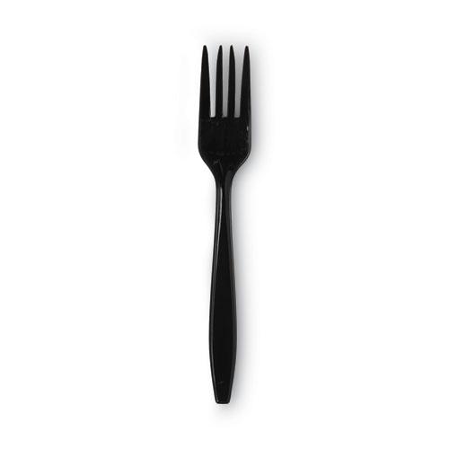 Individually Wrapped Heavyweight Forks, Polypropylene, Black, 1,000/Carton. Picture 2