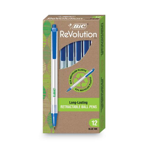 Ecolutions Clic Stic Ballpoint Pen, Retractable, Medium 1 mm, Blue Ink, Translucent Frost/Blue Barrel, Dozen. Picture 2