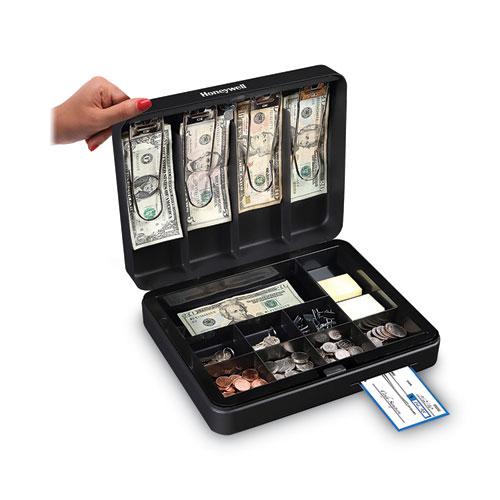 Deluxe Cash Security Box, 11.8 x 9.4 x 3.7, Steel, Black. Picture 2