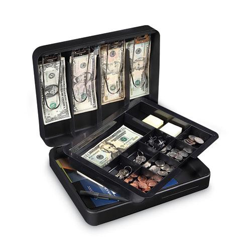 Deluxe Cash Security Box, 11.8 x 9.4 x 3.7, Steel, Black. Picture 3