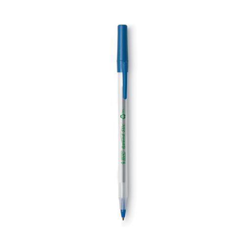 Ecolutions Round Stic Ballpoint Pen Value Pack, Stick, Medium 1 mm, Blue Ink, Clear Barrel, 50/Pack. Picture 4