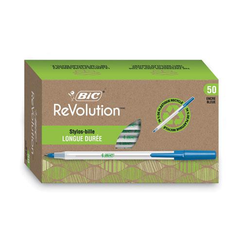 Ecolutions Round Stic Ballpoint Pen Value Pack, Stick, Medium 1 mm, Blue Ink, Clear Barrel, 50/Pack. Picture 2