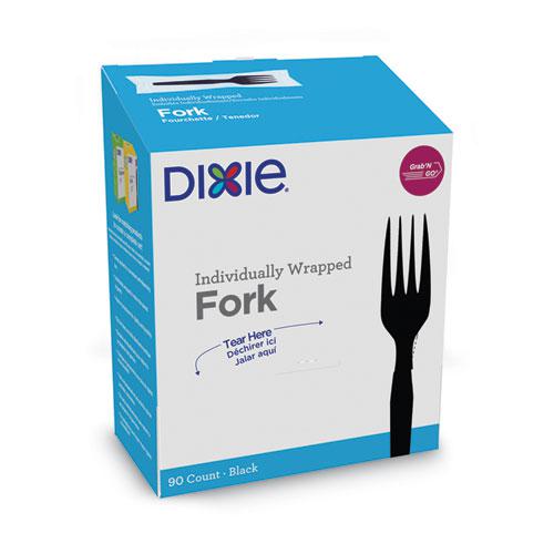 Grab’N Go Wrapped Cutlery, Forks, Black, 90/Box. Picture 1