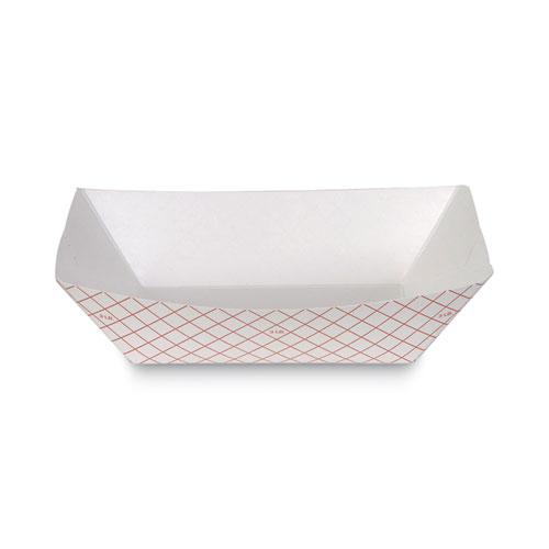 Kant Leek Polycoated Paper Food Tray, 3 lb Capacity, 8.4 x 5.8 x 2.1, Red Plaid, 250/Bag, 2 Bags/Carton. Picture 1