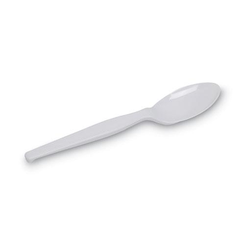 Individually Wrapped Mediumweight Polystyrene Cutlery, Teaspoons, White, 1,000/Carton. Picture 2