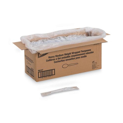 Individually Wrapped Mediumweight Polystyrene Cutlery, Teaspoons, White, 1,000/Carton. Picture 5