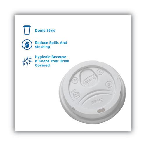 Dome Drink-Thru Lids, Fits 10 oz to 16 oz Paper Hot Cups, White, 1,000/Carton. Picture 2