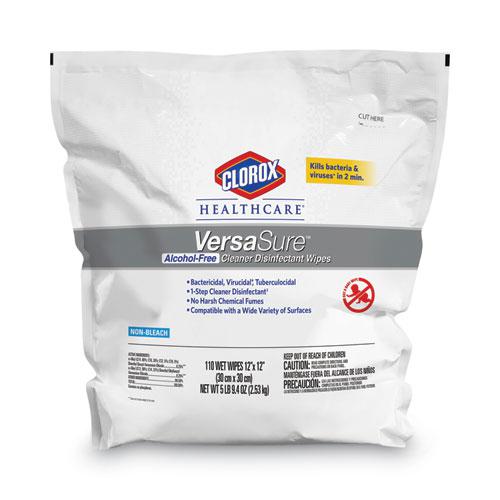 VersaSure Cleaner Disinfectant Wipes, 1-Ply, 12 x 12, Fragranced, White, 110/Pouch, 2 Pouches/Carton. Picture 2