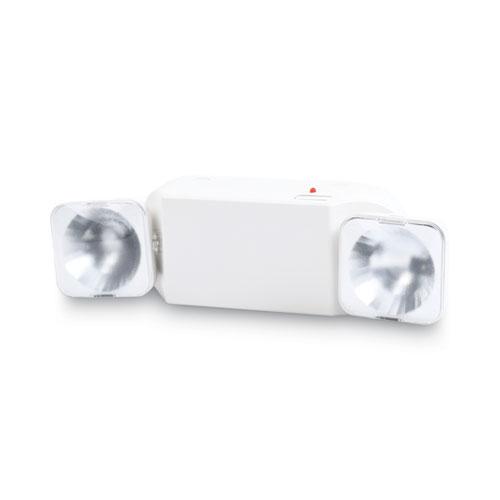 Swivel Head Twin Beam Emergency Lighting Unit, 12.75w x 4d x 5.5"h, White. Picture 1