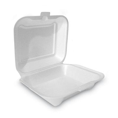 Foam Hinged Lid Container, 7.81" x 3.38" x 8.75", White. Picture 1
