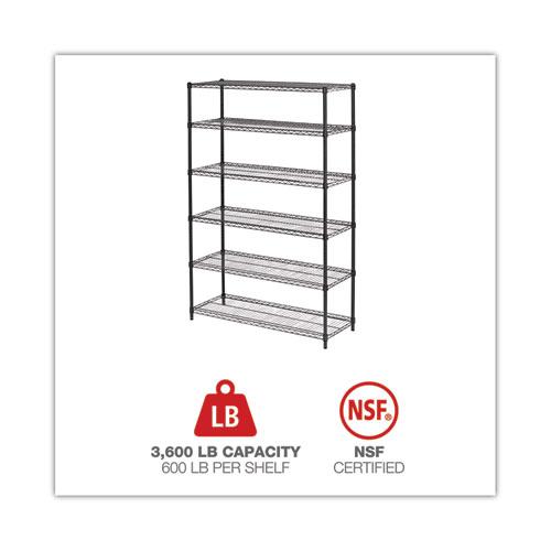 NSF Certified 6-Shelf Wire Shelving Kit, 48w x 18d x 72h, Black Anthracite. Picture 6