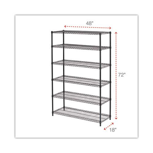 NSF Certified 6-Shelf Wire Shelving Kit, 48w x 18d x 72h, Black Anthracite. Picture 2
