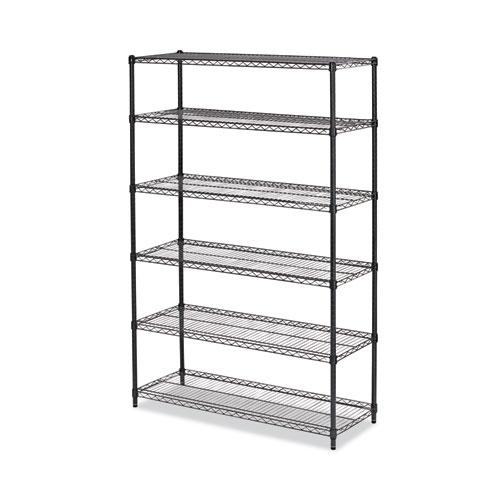 NSF Certified 6-Shelf Wire Shelving Kit, 48w x 18d x 72h, Black Anthracite. Picture 1