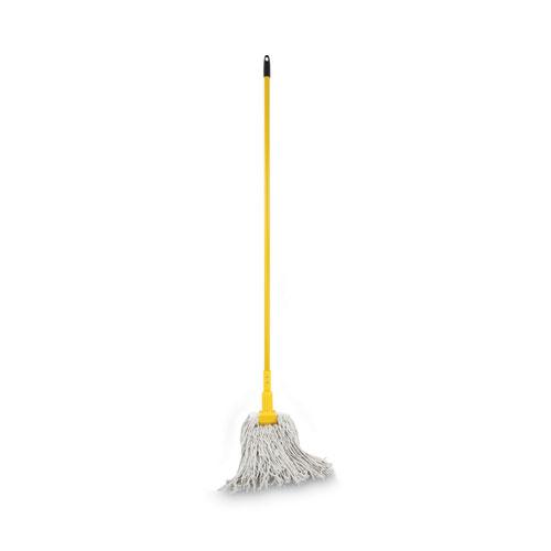 Plastic Jaws Mop Handle for 5 Wide Mop Heads, Aluminum, 1" dia x 60", Yellow. Picture 5