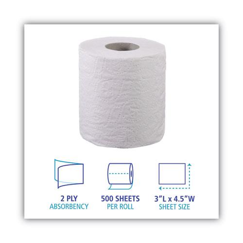 2-Ply Toilet Tissue, Septic Safe, White, 125 ft Roll Length, 500 Sheets/Roll, 96 Rolls/Carton. Picture 3