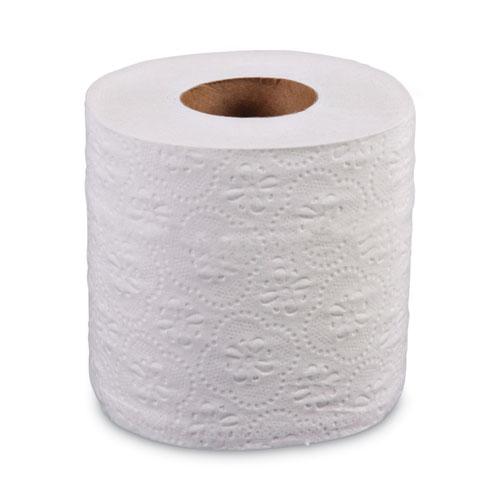Two-Ply Toilet Tissue, Standard, Septic Safe, White, 4 x 3, 500 Sheets/Roll, 96/Carton. Picture 2