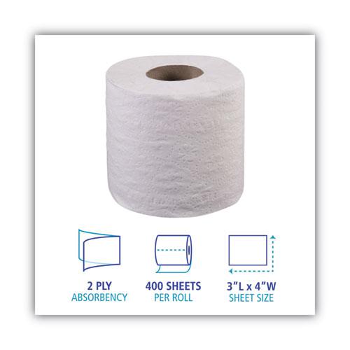 2-Ply Toilet Tissue, Septic Safe, White, 400 Sheets/Roll, 96 Rolls/Carton. Picture 3