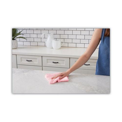 Microfiber Cleaning Cloths, 16 x 16, Pink, 24/Pack. Picture 3
